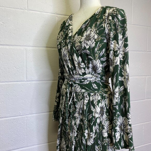 Rachel Rachel Roy Floral Print Midi Pleated Wrap Dress Spruce Bloom Medium - Picture 5 of 13